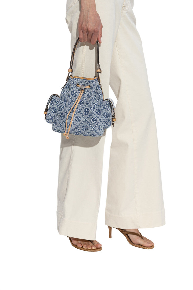 Blue T Monogram Small Bucket Bag 5