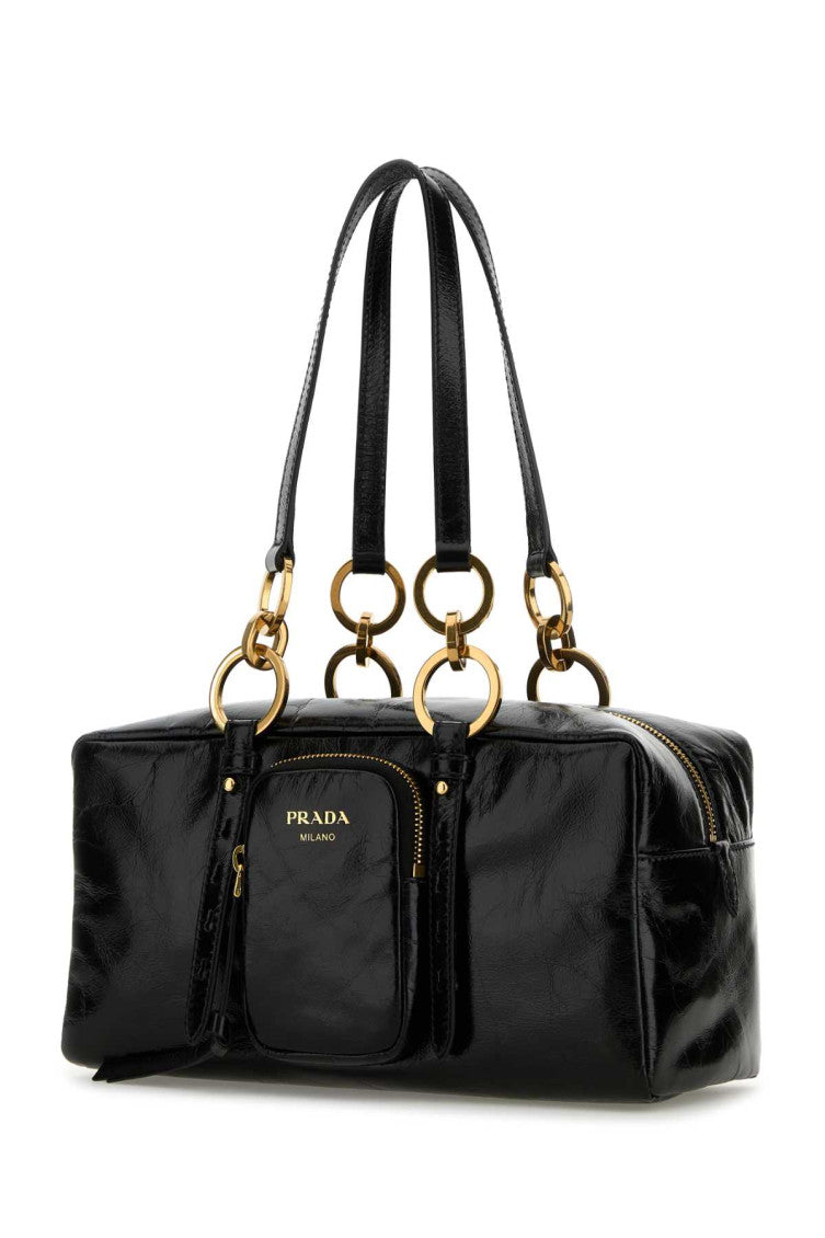 Black Logo Top Zip Tote 2