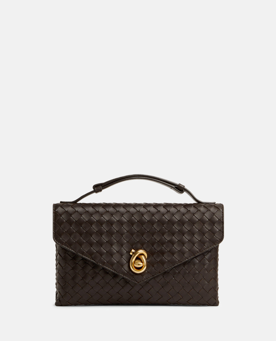 Dark Brown Knot Lock Crossbody Bag 1