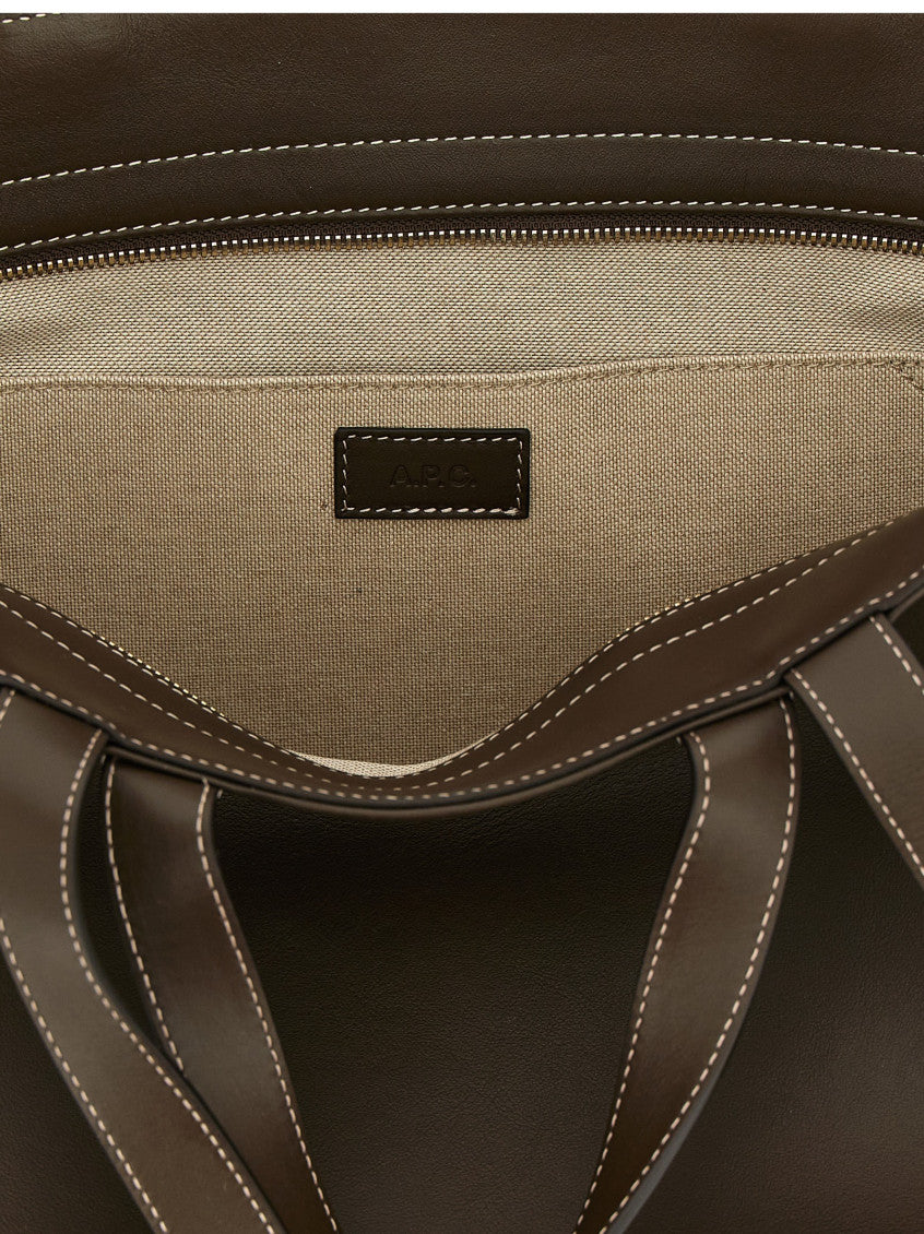 Brown Le Drummer Top Zip Large Tote 4