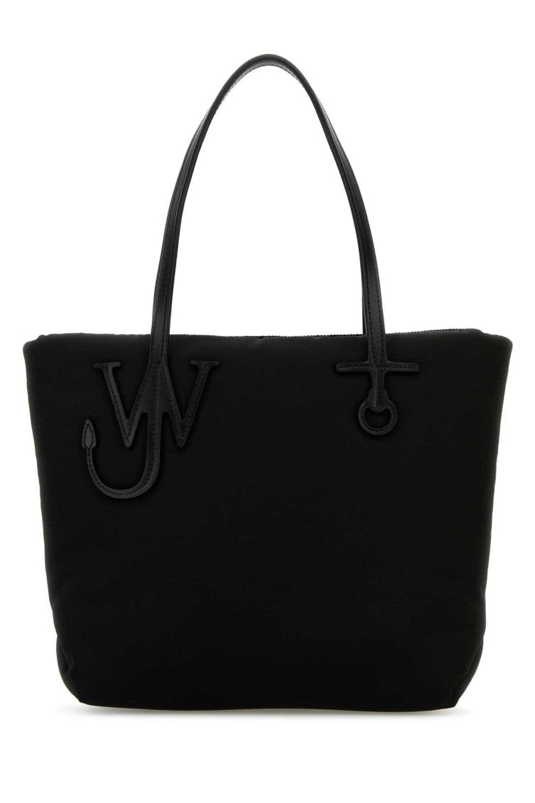 Black Puffy Anchor Top Zip Tote 1