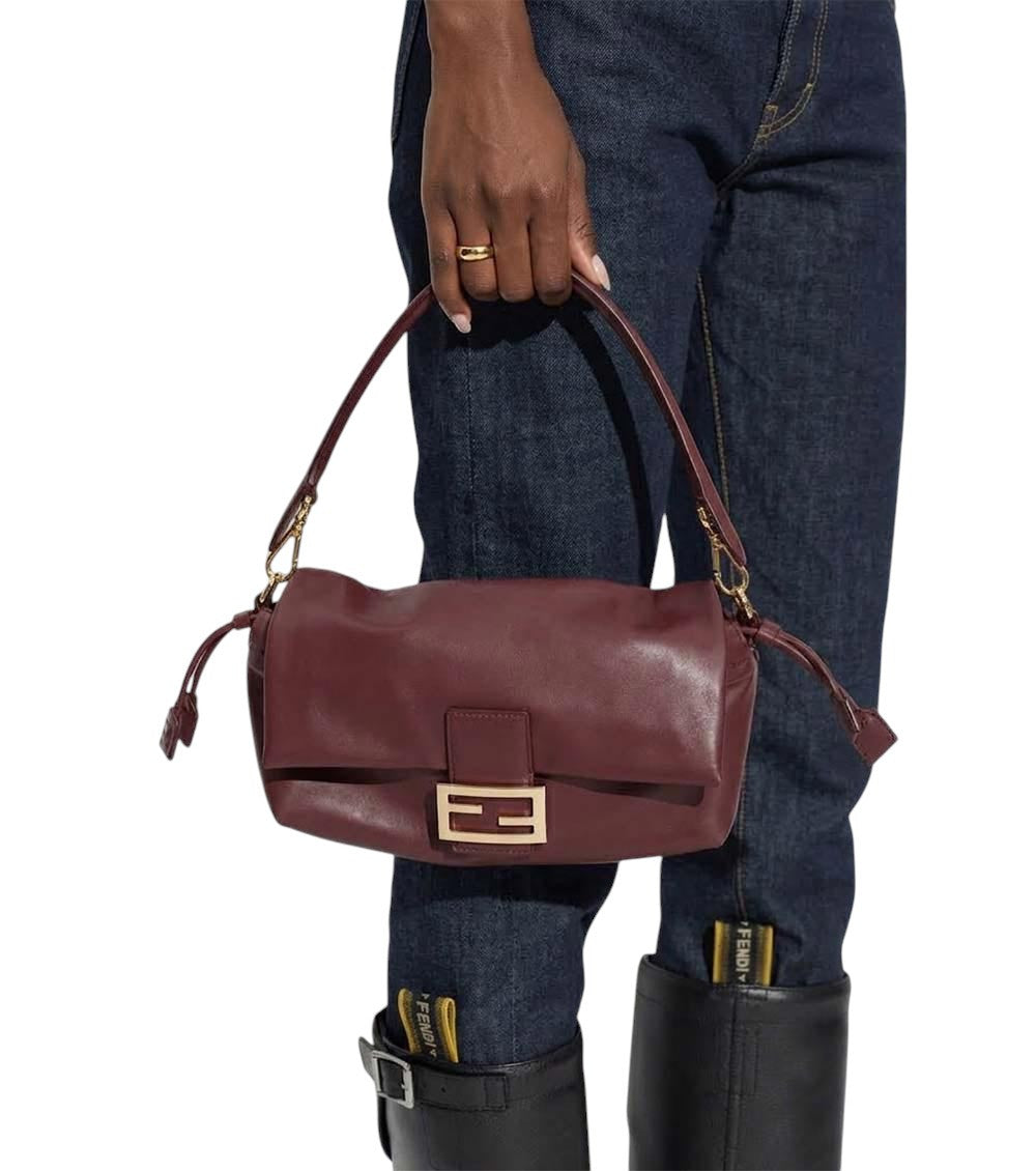 Red Baguette Soft Large Shoulder Bag 6
