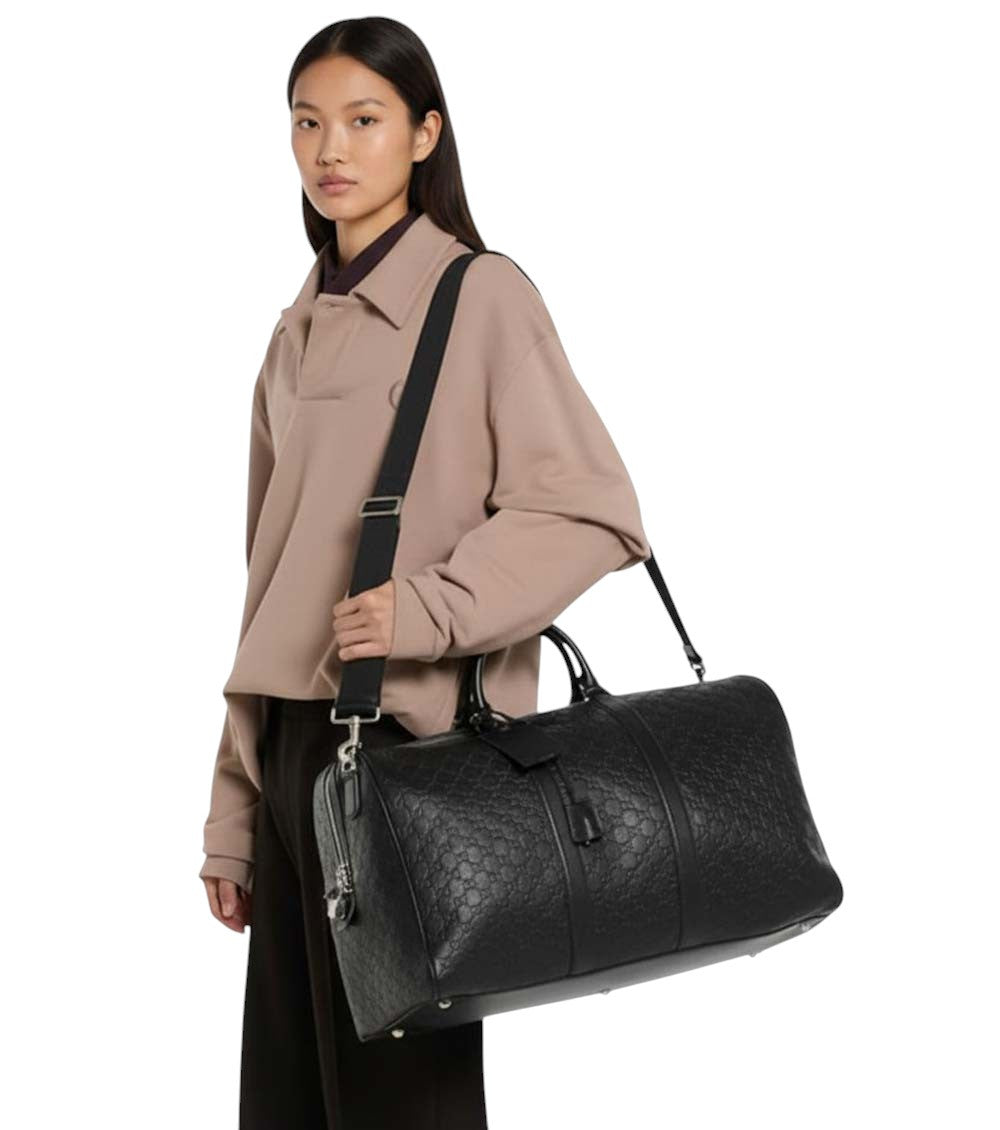 Black GG Emblem Large Duffle Bag 5
