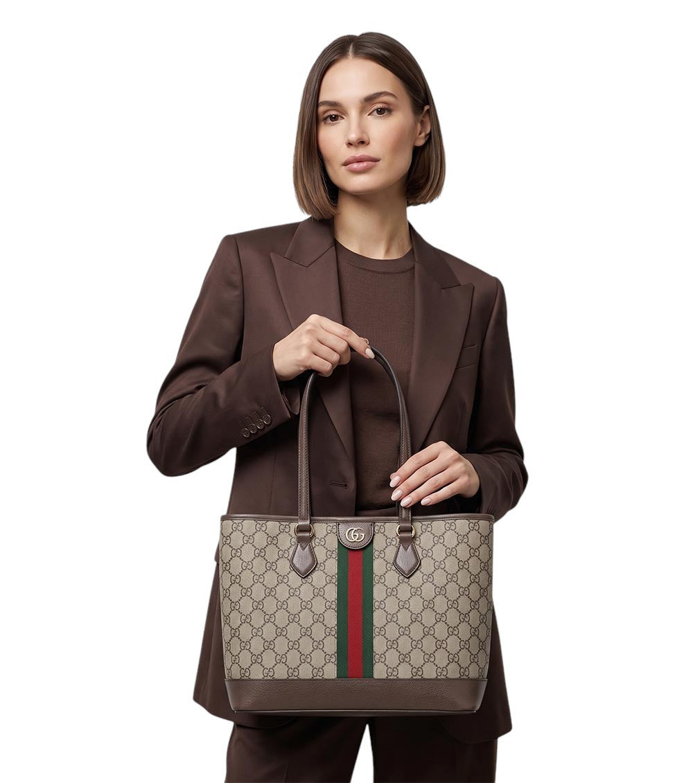 Beige Ophidia Medium Tote 4