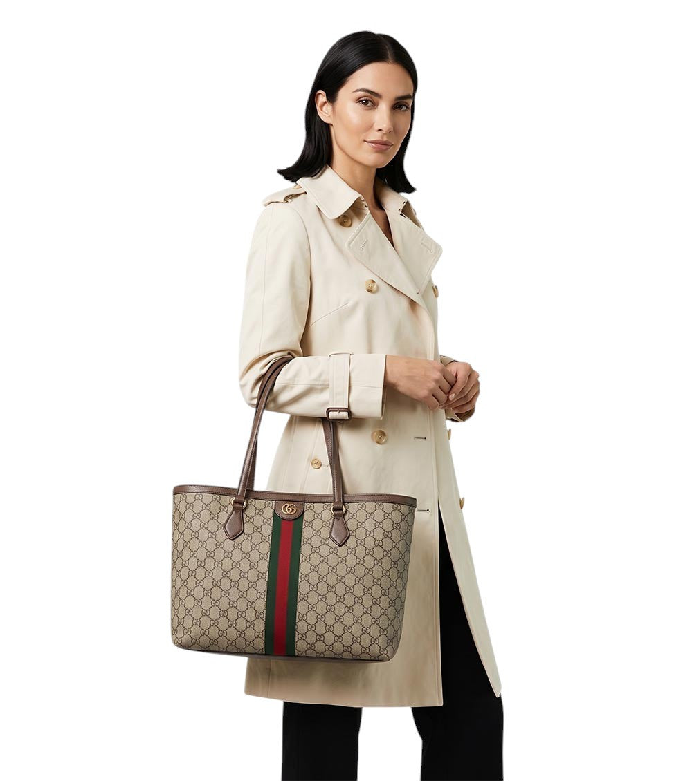 Beige Ophidia GG Medium Tote 4