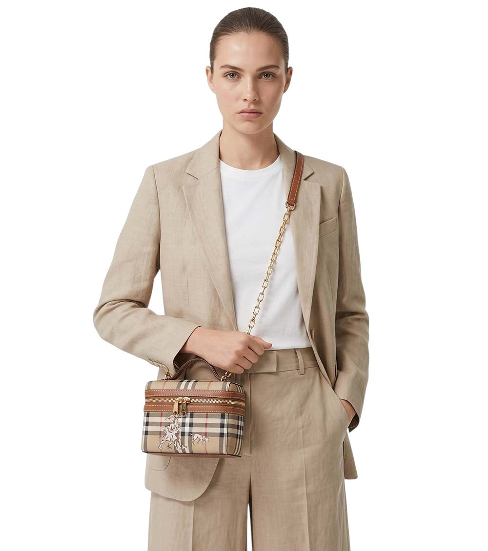 Beige Check Mates Vanity Mini Crossbody Bag 4