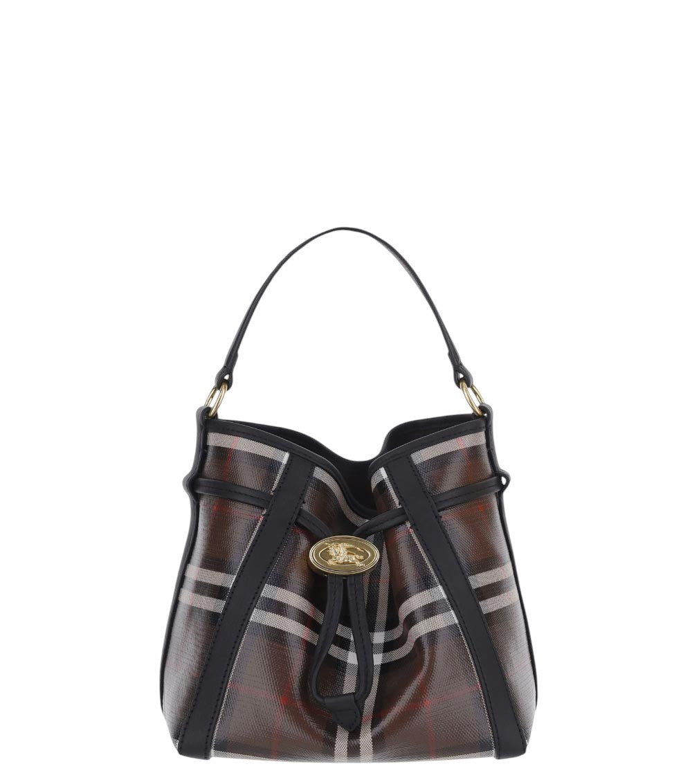Brown Check Mini Bucket Bag 1