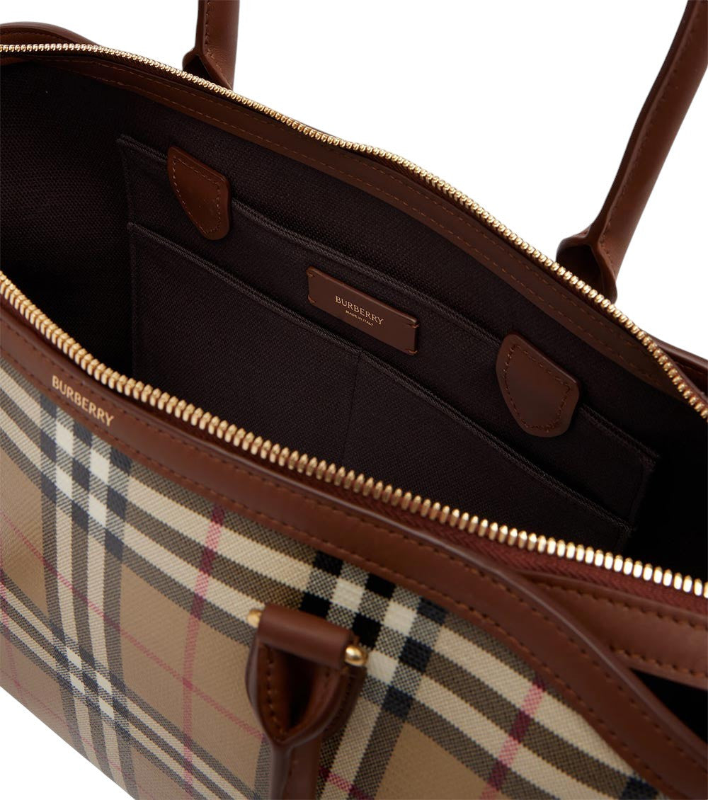 Beige Check Small Tote 4