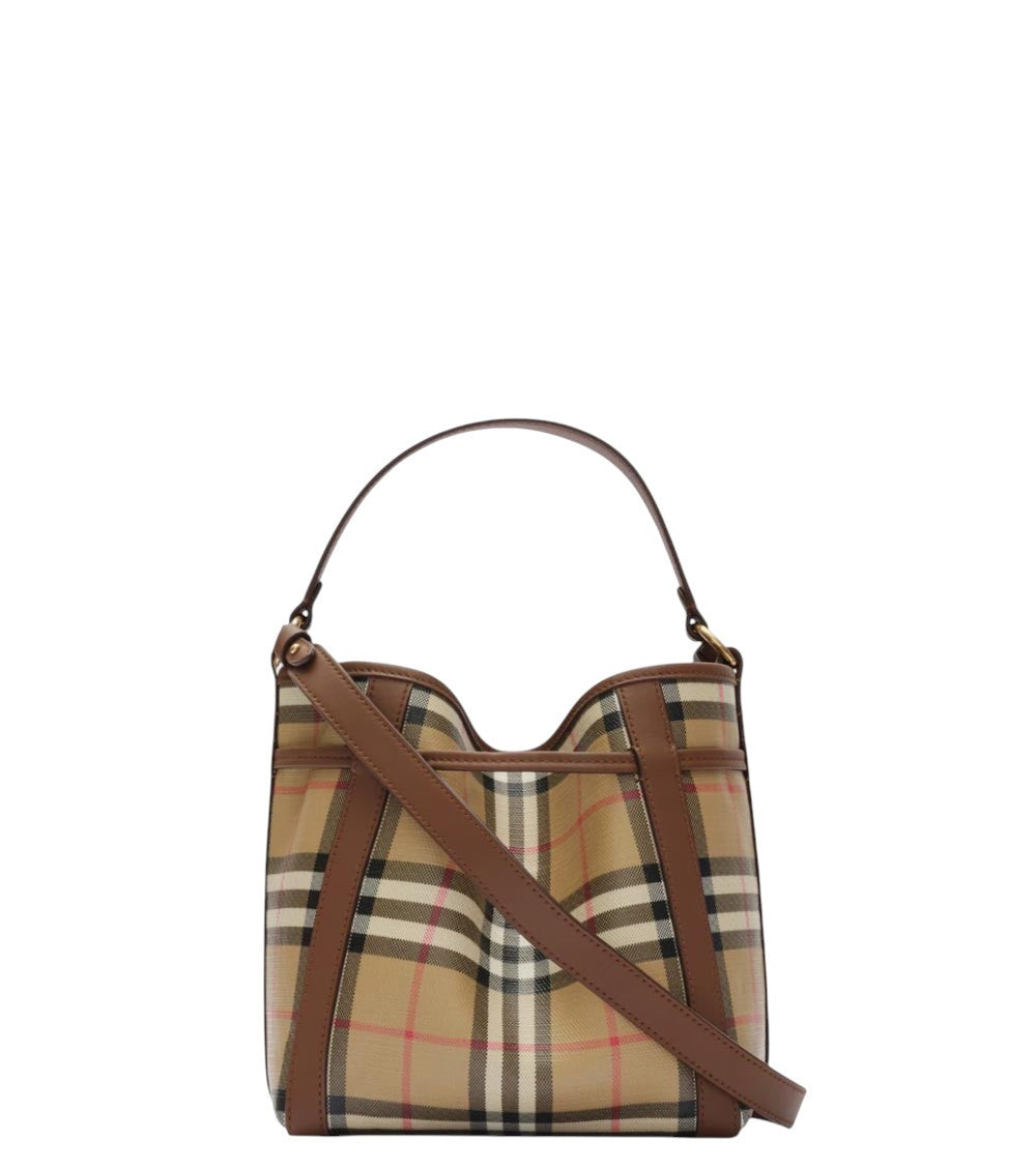 Beige Check mini bucket bag 2