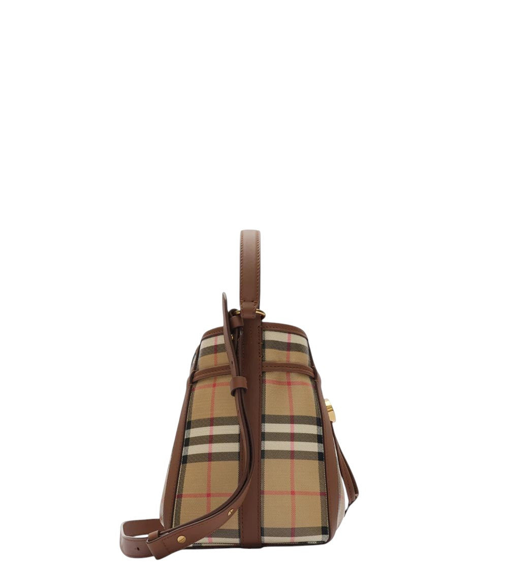 Beige Check mini bucket bag 3