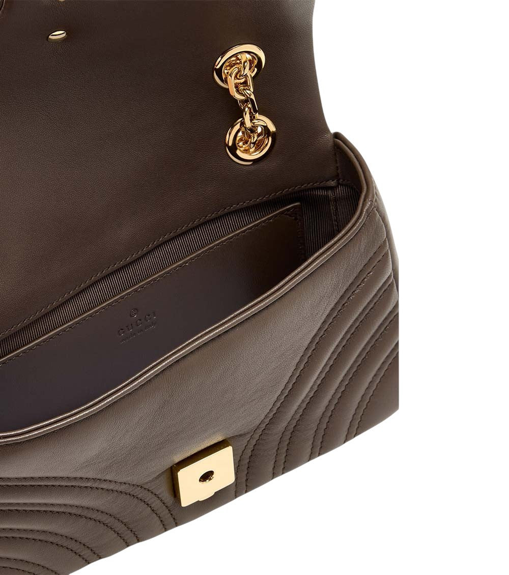 Brown GG Marmont Small Shoulder Bag 3