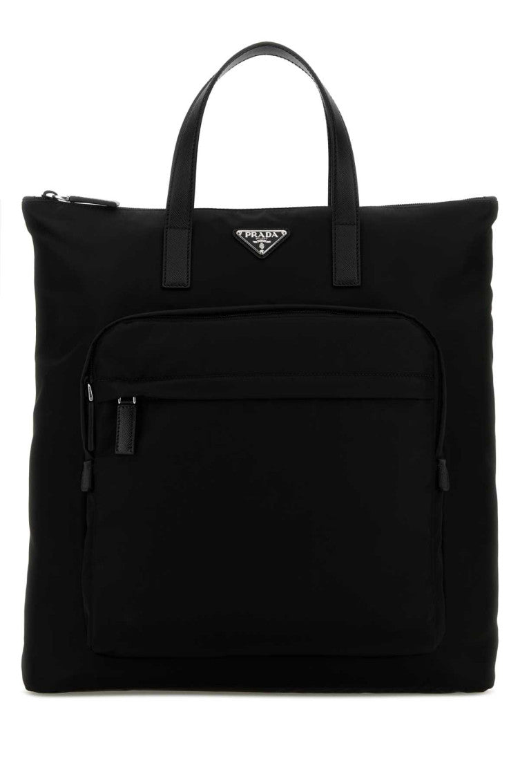 Black Re Nylon Top Zip Tote 1