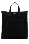 Black Re Nylon Top Zip Tote 1