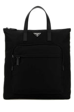 Black Re Nylon Top Zip Tote 1