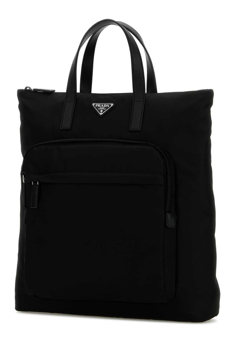 Black Re Nylon Top Zip Tote 2
