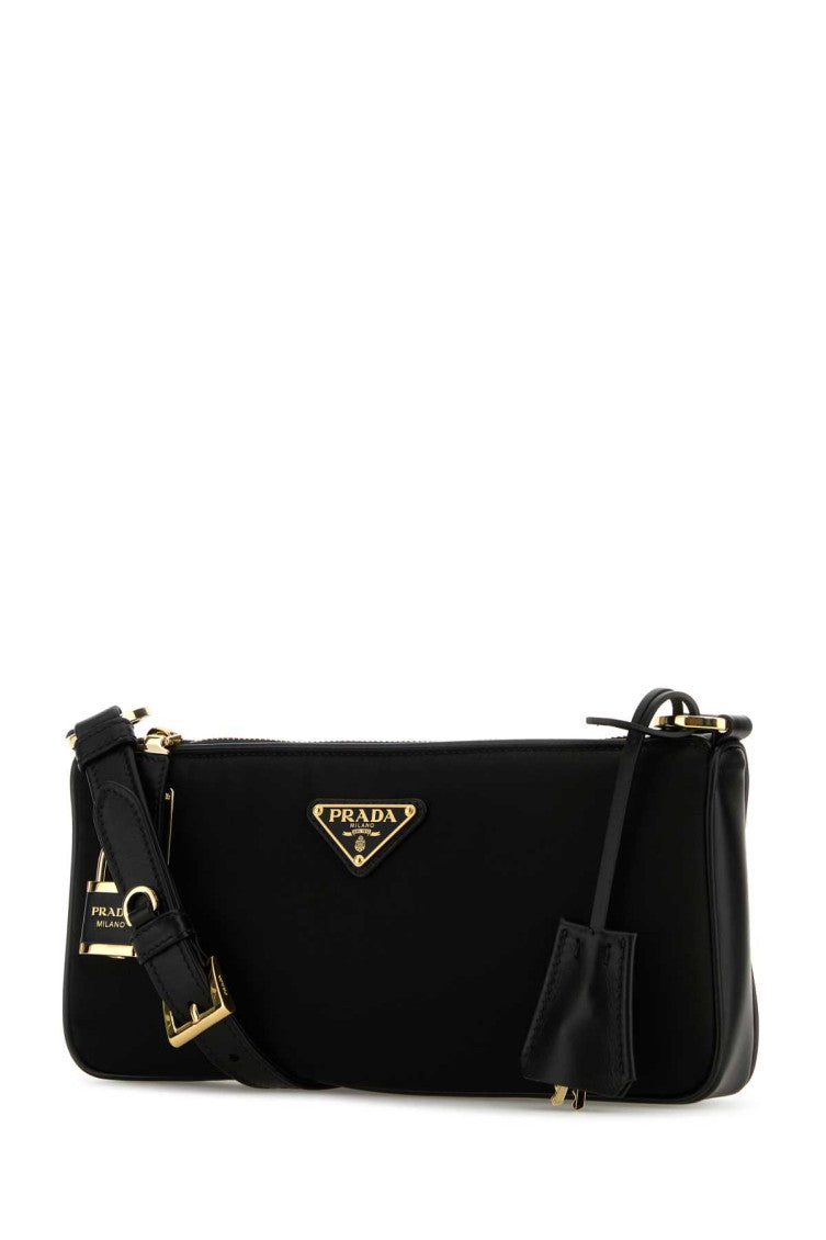 Black small leather-trim shoulder bag 2
