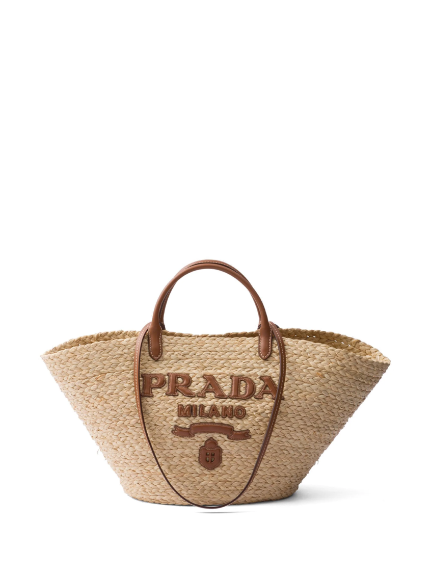 Natural logo-appliqué tote 1