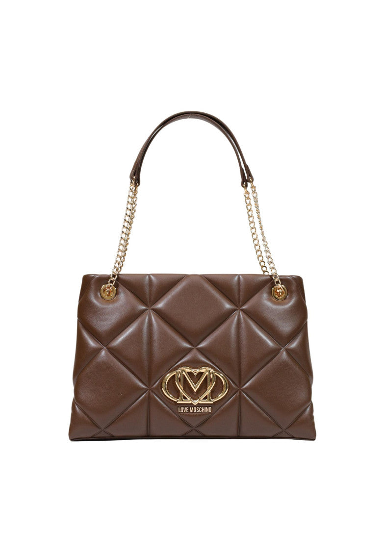 Brown Heart Logo Top Zip Tote 1