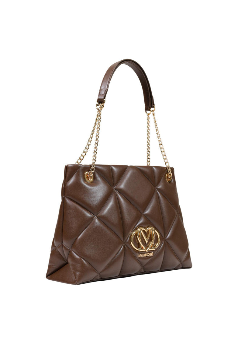 Brown Heart Logo Top Zip Tote 2