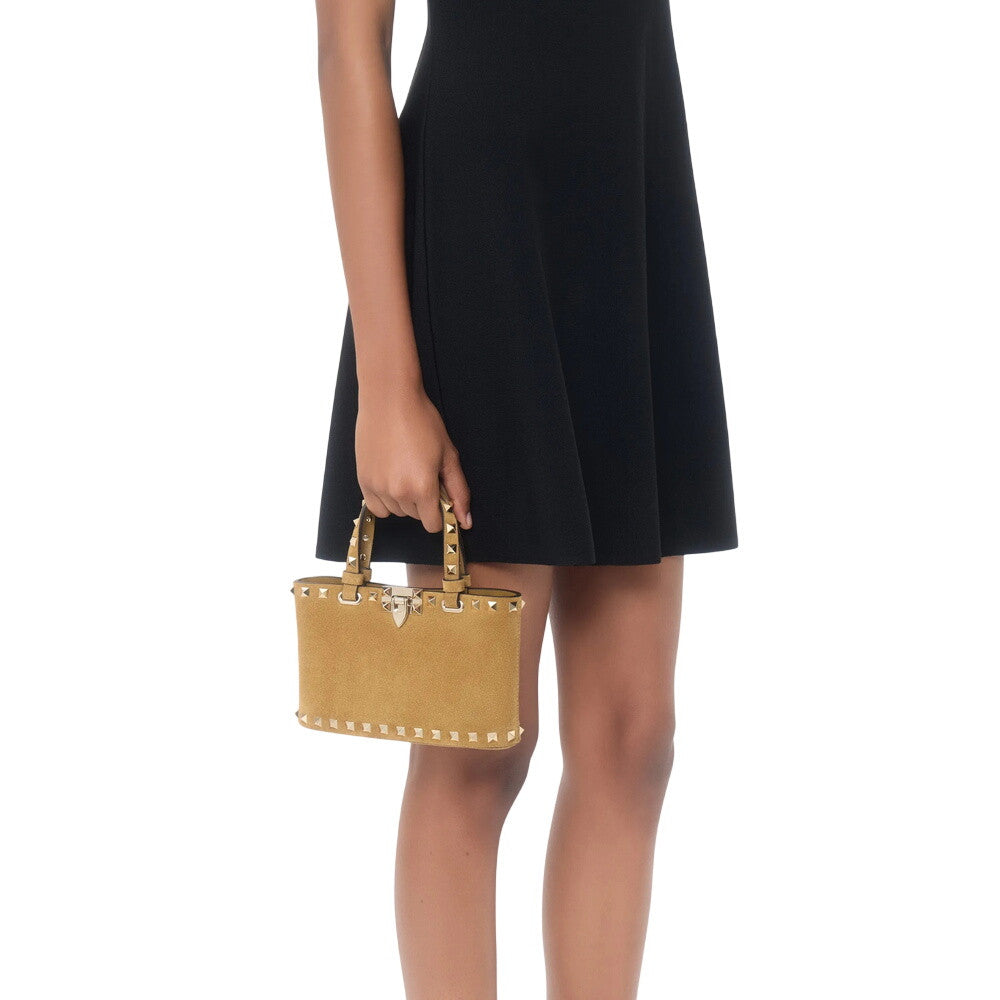 Beige Rockstud Mini Satchel 5