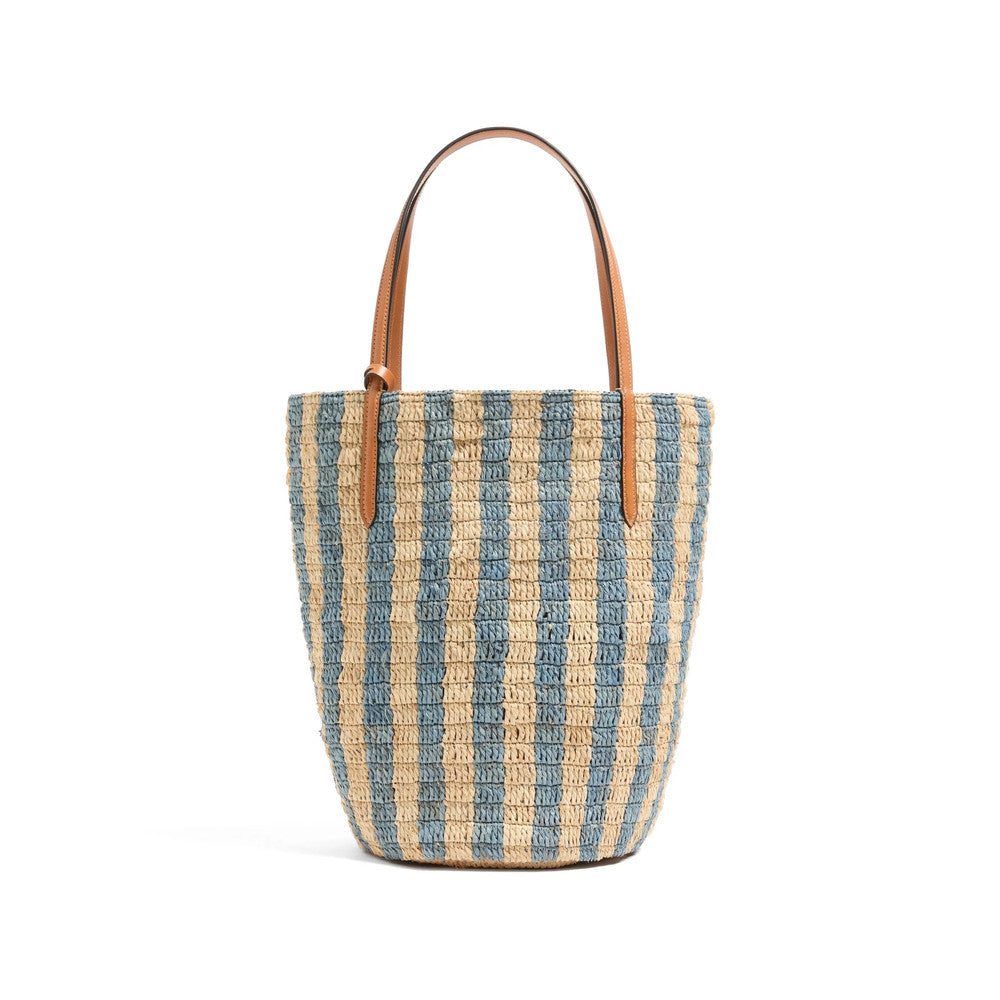 Natural/Blue VLogo Signature Large Tote 3