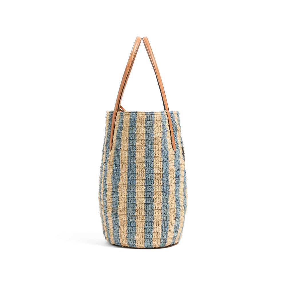Natural/Blue VLogo Signature Large Tote 4