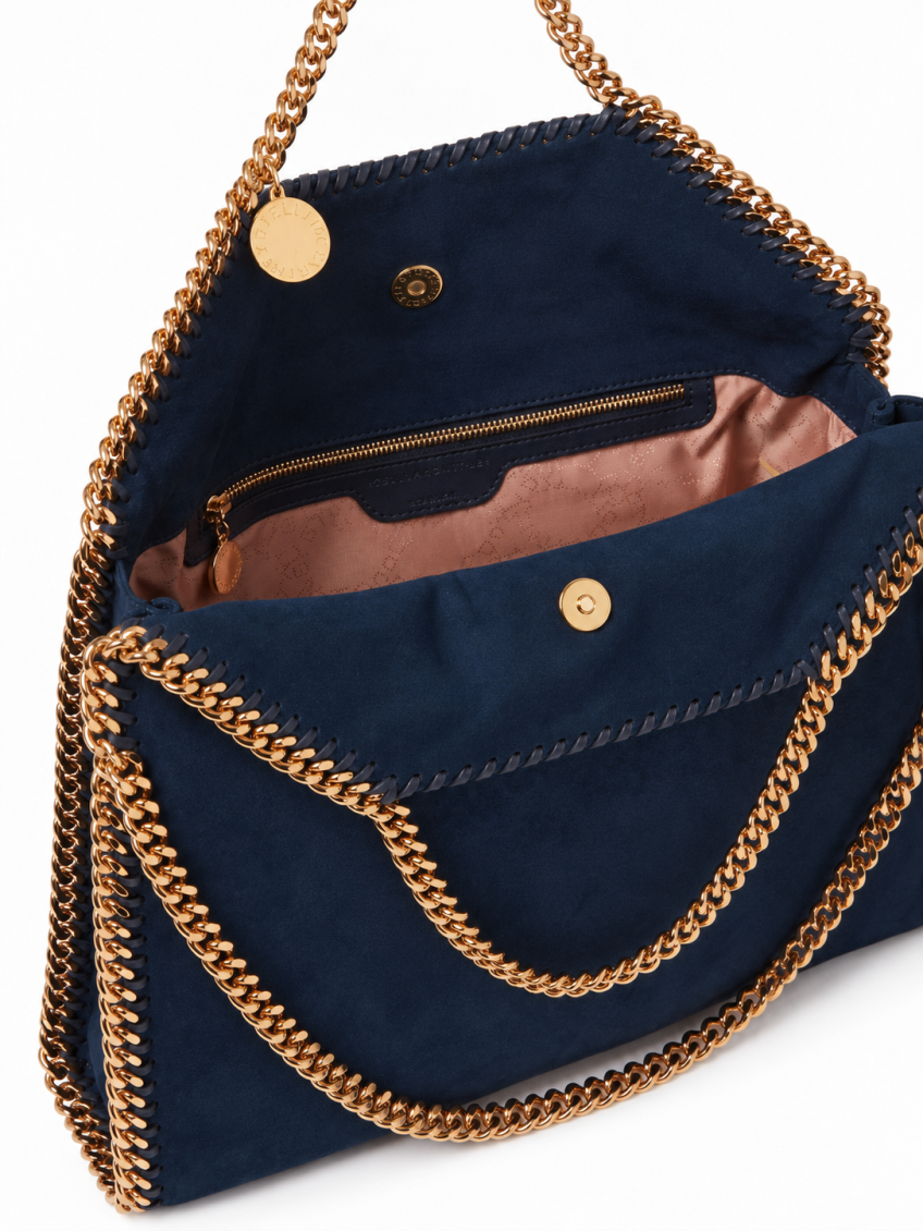 Navy Blue Falabella Fold-Over Large Tote 4