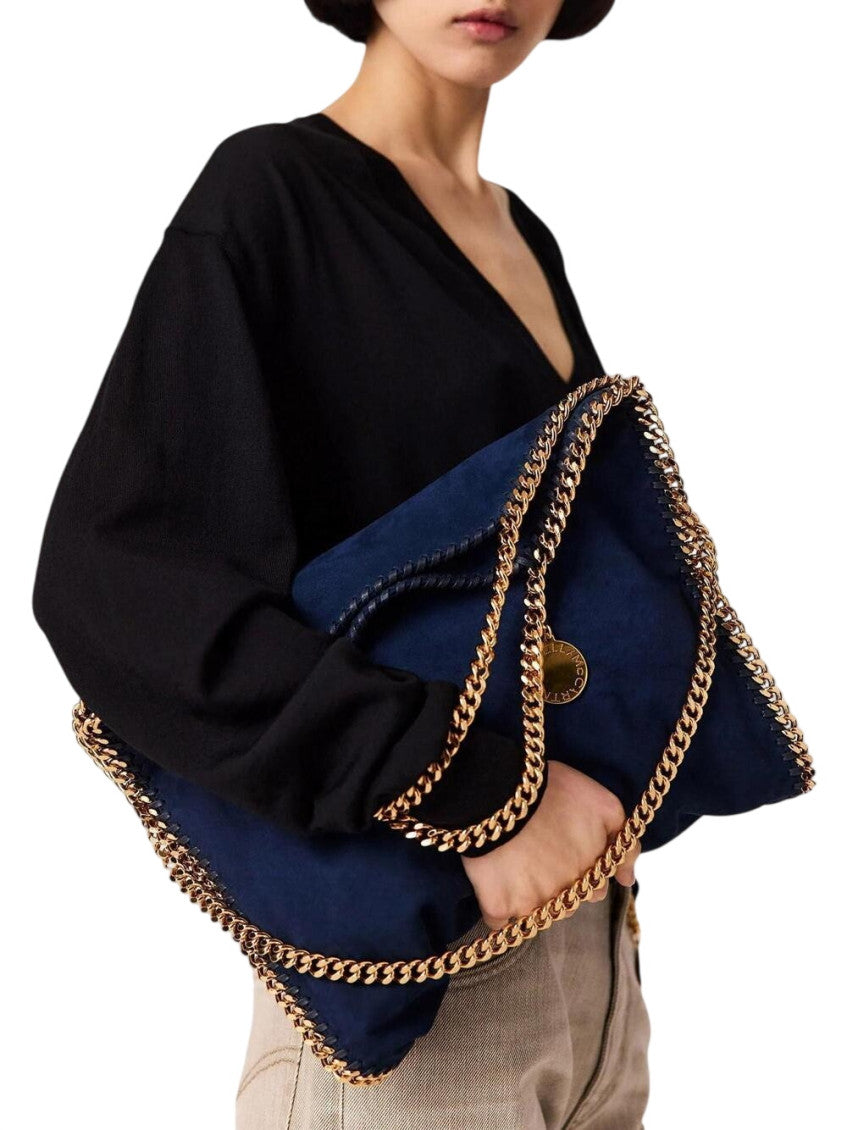 Navy Blue Falabella Fold-Over Large Tote 5