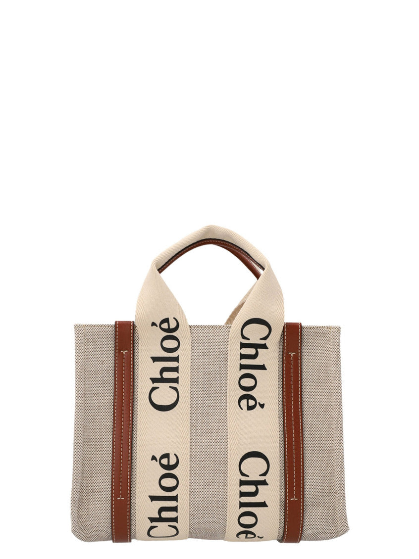Beige Shopping Woody Small Tote Bag 1