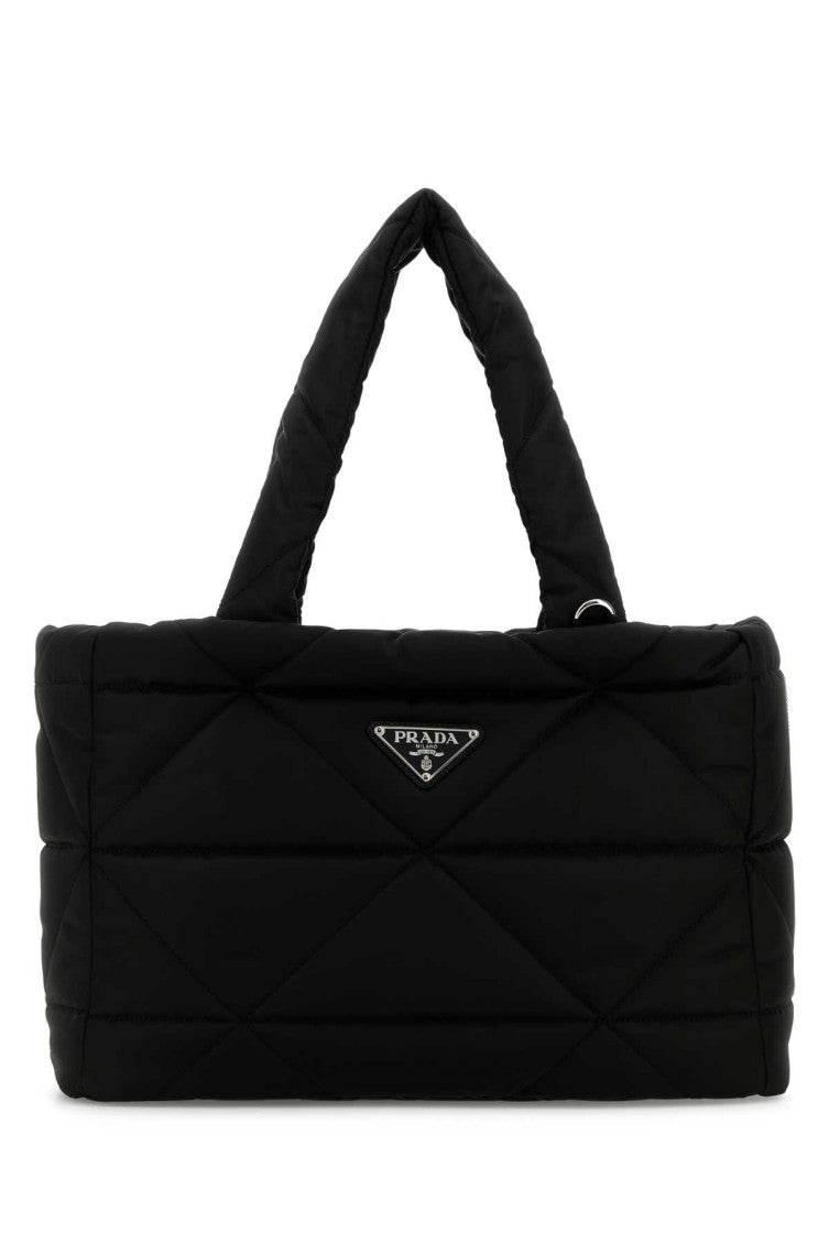Black Triangle Logo Plaque Top Zip Tote 1