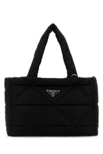 Black Triangle Logo Plaque Top Zip Tote 1