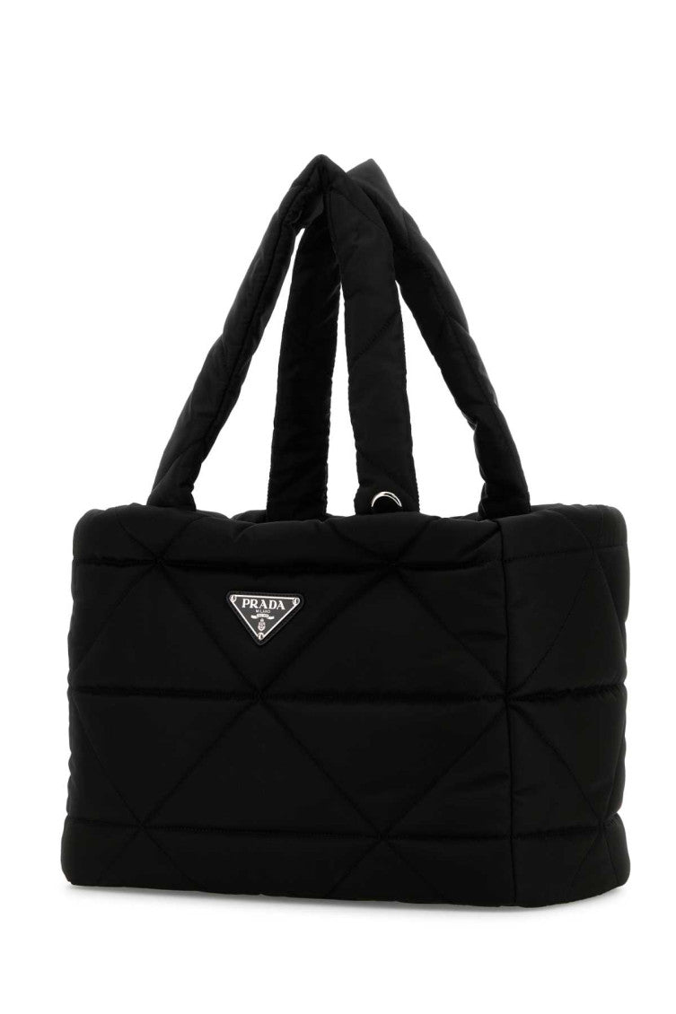 Black Triangle Logo Plaque Top Zip Tote 2