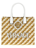 Beige Chain Stripes La Medusa small tote 1