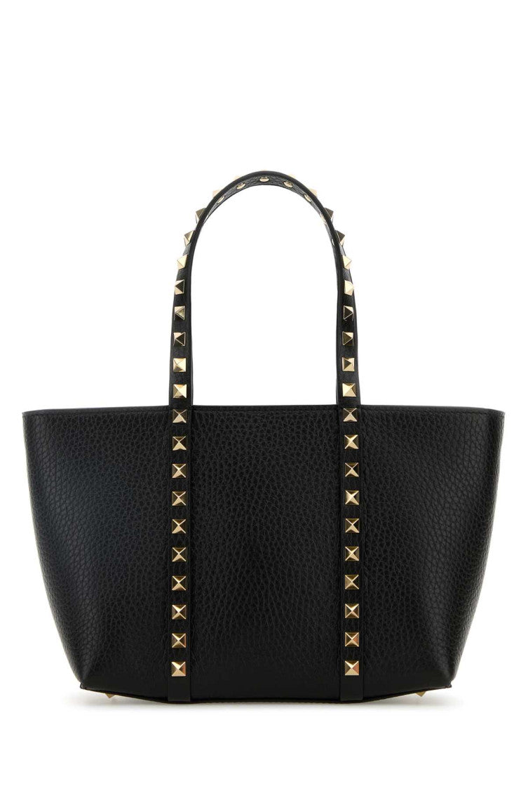 Black Rockstud Top Zip Small Tote 1