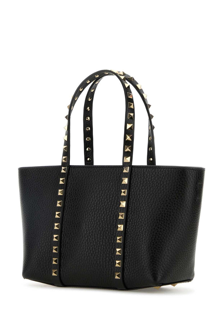 Black Rockstud Top Zip Small Tote 2