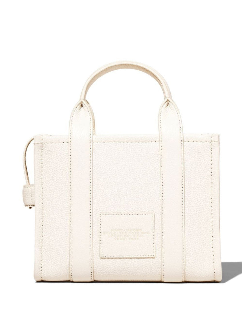 White The Leather Top Zip Small Tote 3
