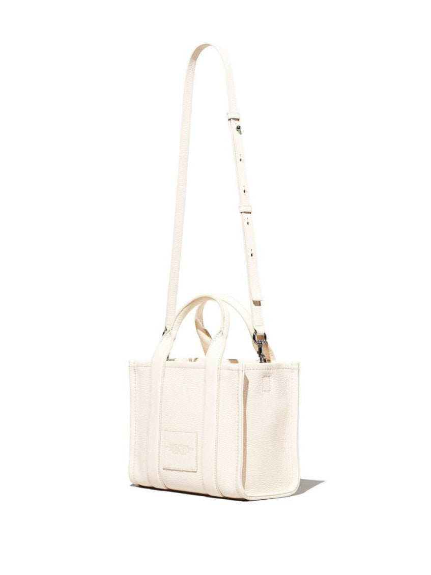 White The Leather Top Zip Small Tote 7
