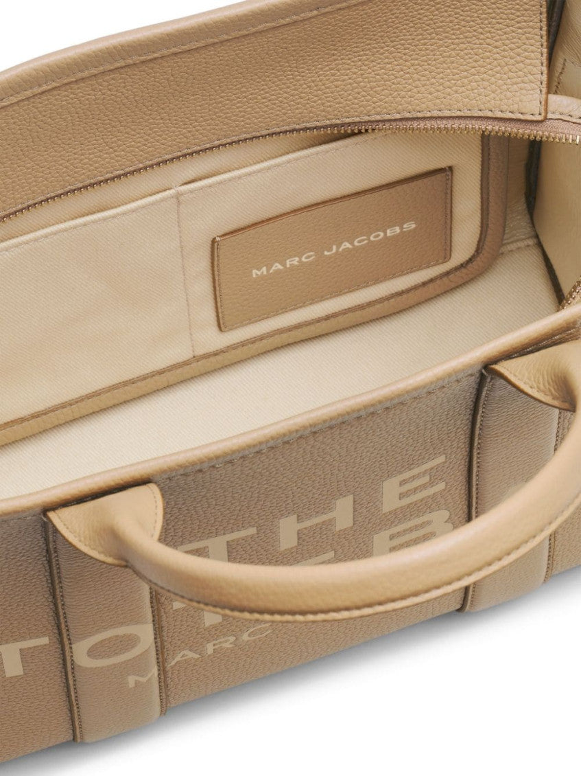 Beige The Leather Top Zip Medium Tote 2