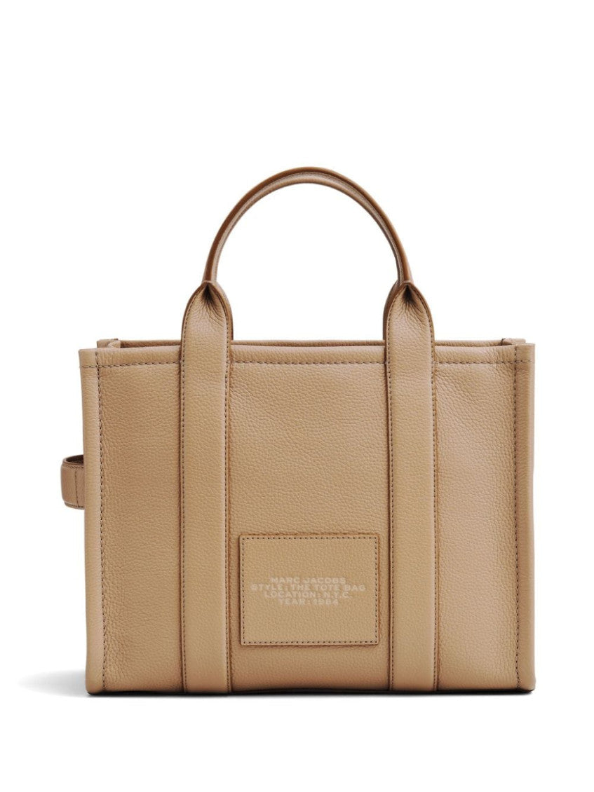 Beige The Leather Top Zip Medium Tote 5