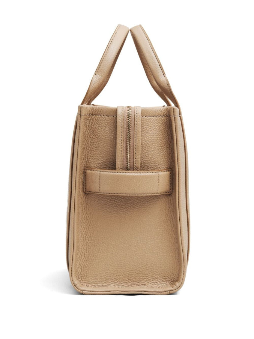 Beige The Leather Top Zip Medium Tote 6