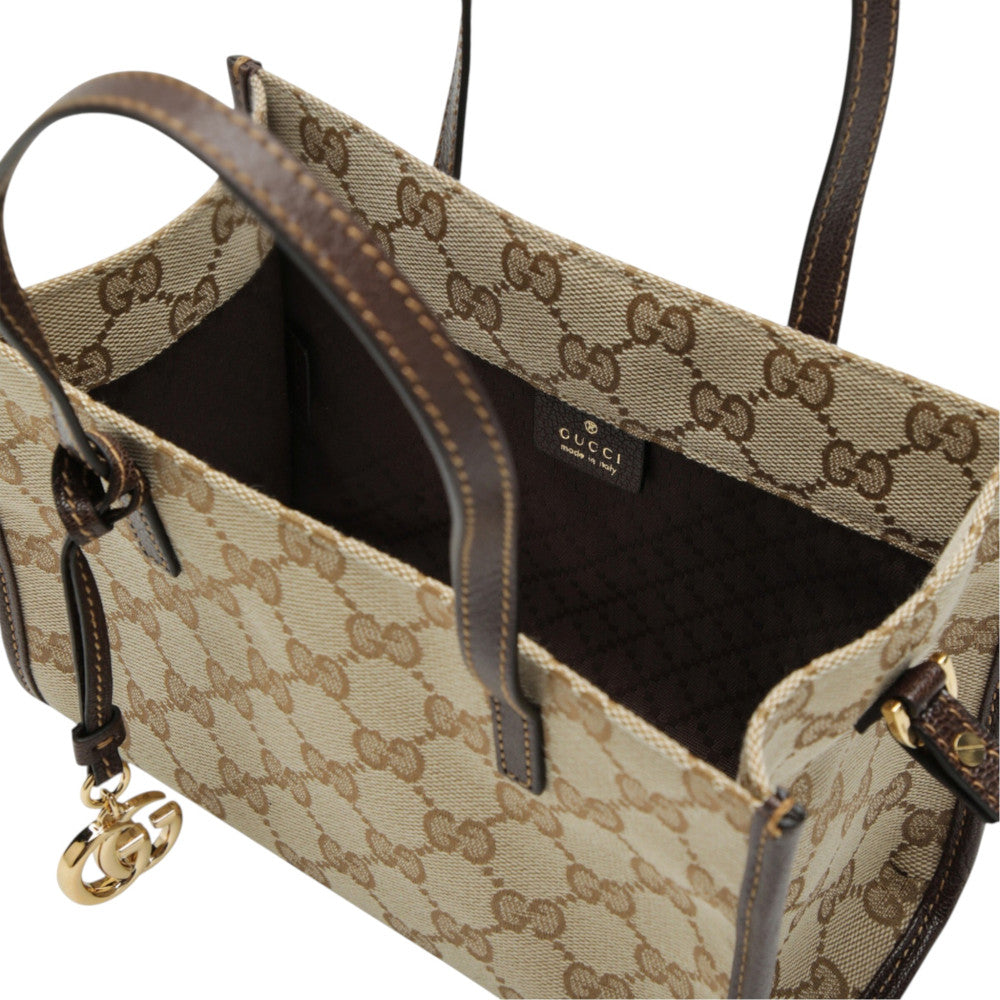 Brown Double G Charm Small Tote 4
