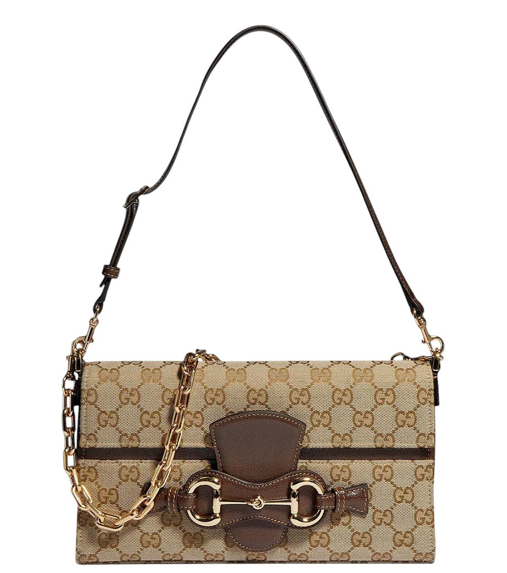 Beige Horsebit Ristretto medium shoulder bag 1