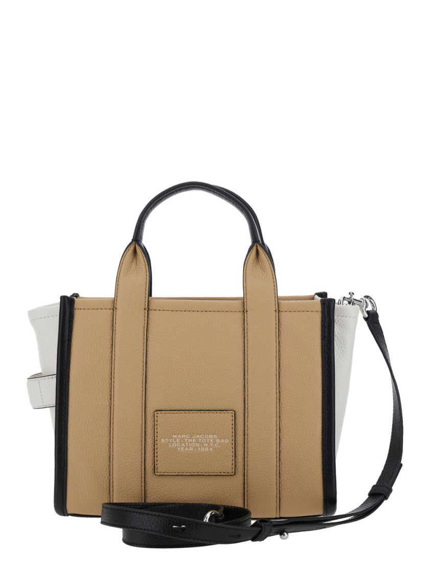 Beige The Color Block Top Zip Small Tote 2