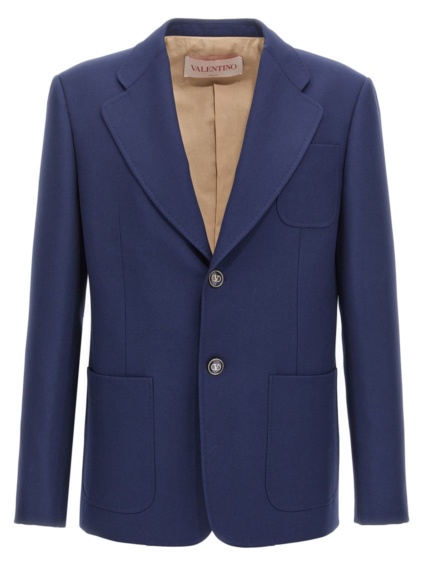 Blue  Single-breasted Blazer 1