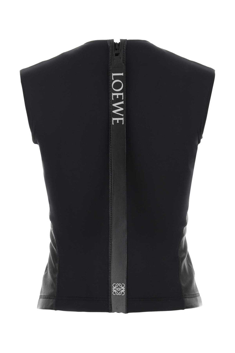 Black leather and fabric top 2