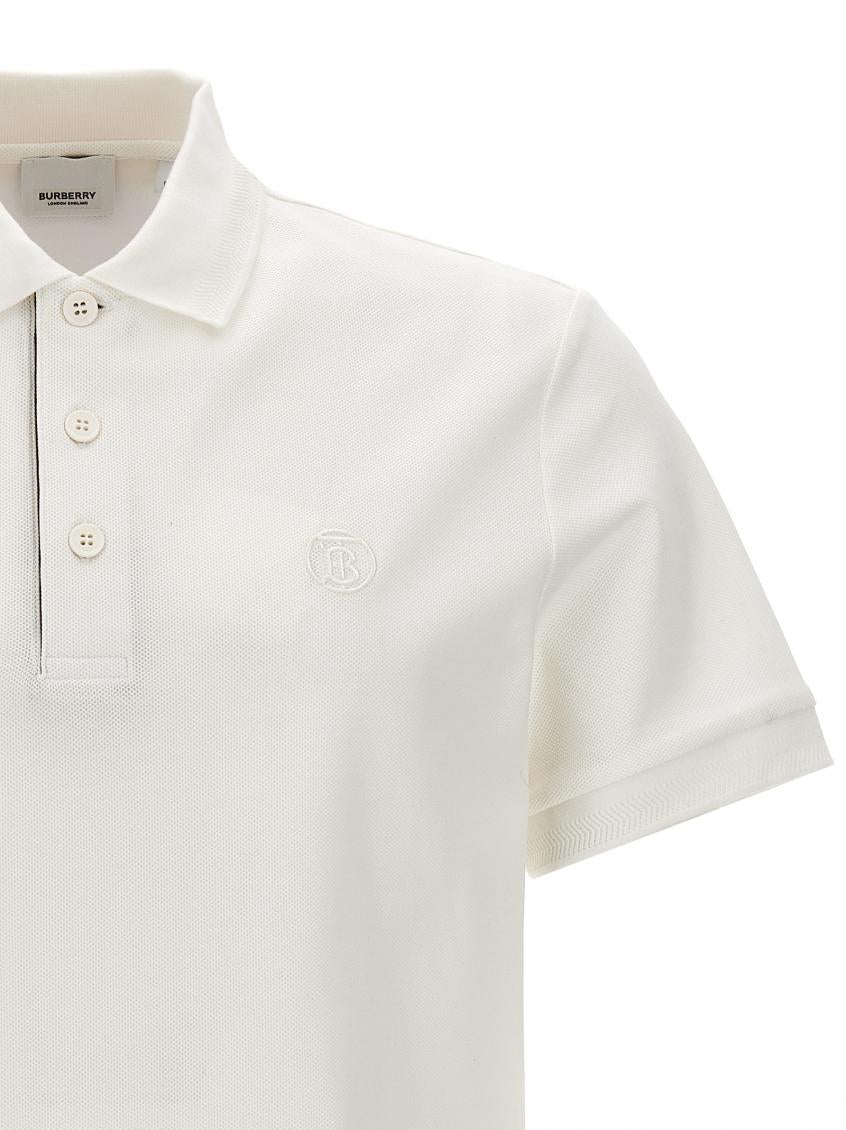 White Embroidered Logo Polo 4