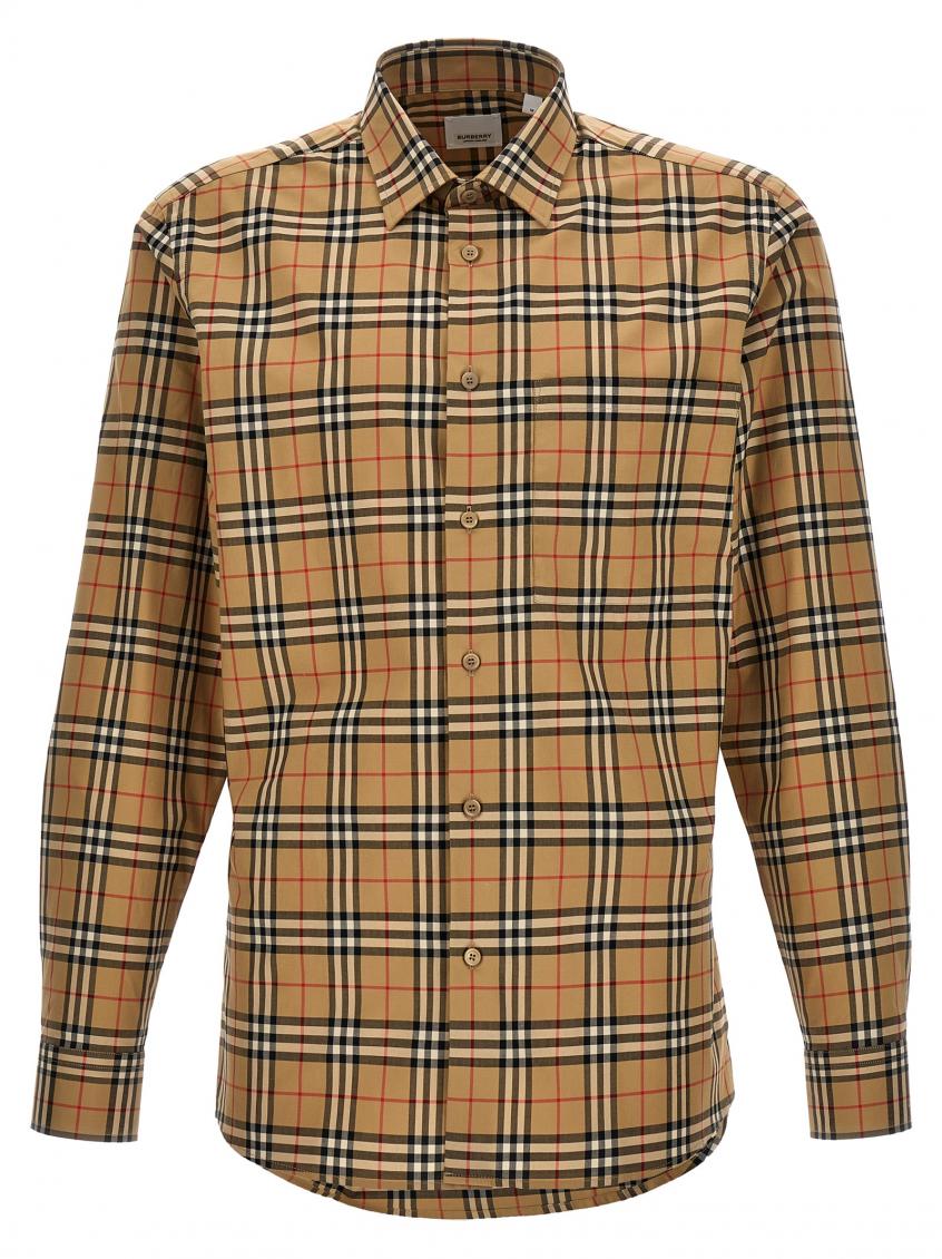 Beige Check Print Shirt 1