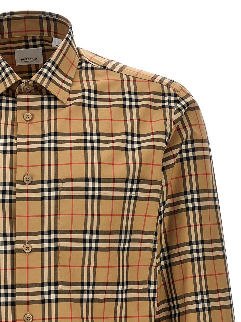 Beige Check Print Shirt 4