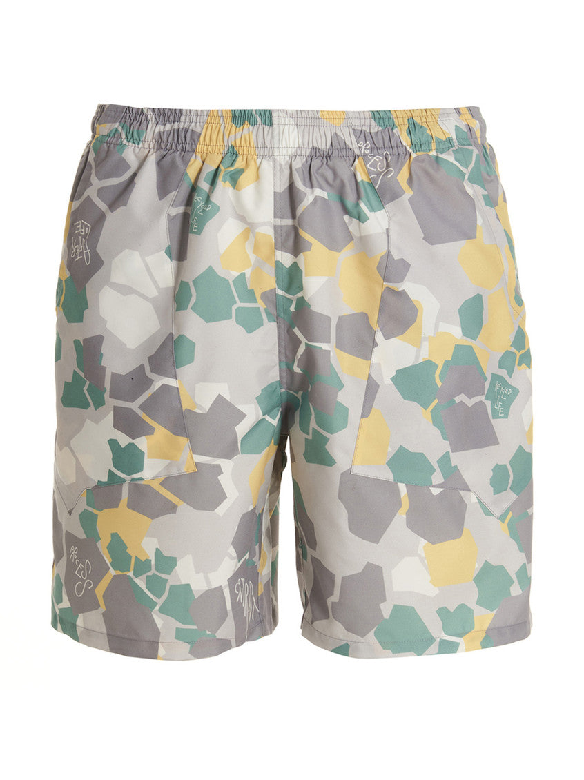 Multicolor Printed Beach Shorts 1
