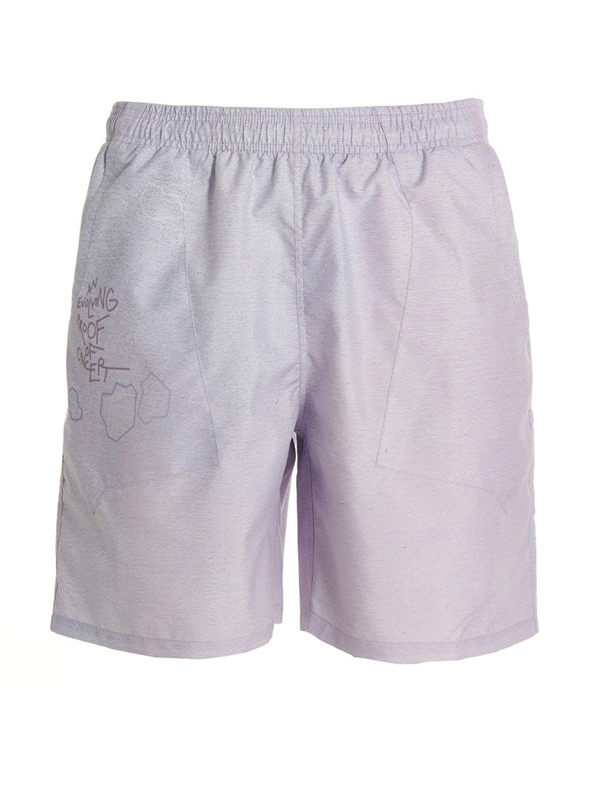 Purple Printed Beach Shorts 1